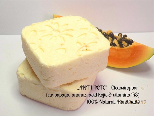 ,,ANTI-PETE'' - Cleansing Bar cu: papaya, ananas, acid kojic & vitamina B3 (100gr.)