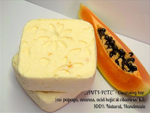 ,,ANTI-PETE'' - Cleansing Bar cu: papaya, ananas, acid kojic & vitamina B3 (100gr.)