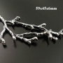 6662 .1 - (3buc) Pandantiv charms / link, ramura / crenguta pom, aliaj metalic argintiu