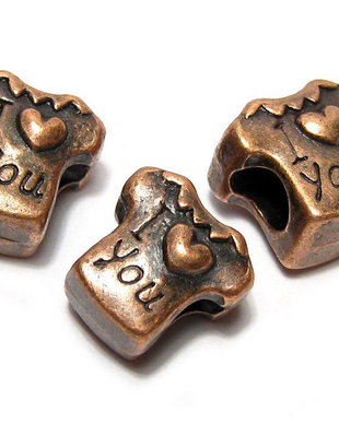 Margele din metal, cupru, 11x11 mm