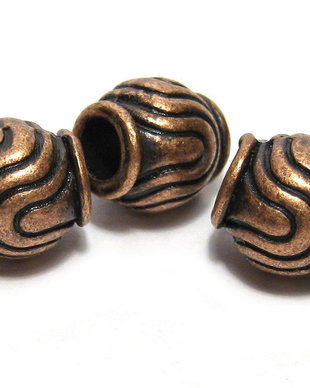 Margele din metal, cupru, 9x9 mm