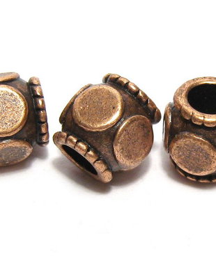 Margele din metal, cupru, 9x9 mm