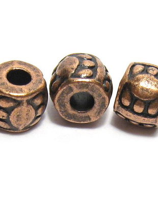 Margele din metal, cupru, 5x6 mm