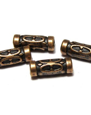 Margele din metal, cupru, 13x5 mm