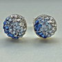 Cercei argint 925 platou 6mm cu Ceralun si Swarovski Elements Crystal,Light Sapphire,Sapphire
