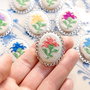 Brose cu broderie manuala - motive florale pe panza taraneasca cod 408
