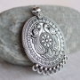 Pandantiv boho supradimensionat argintiu antichizat 82x62mm SALAK 465