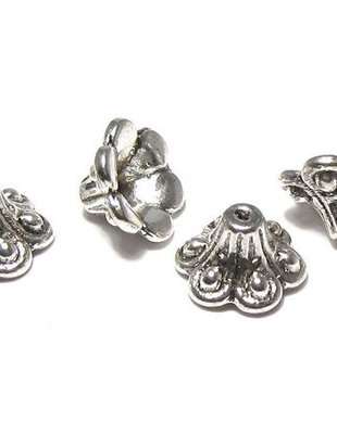 Capacel metalic, argintiu antichizat, 10x6 mm