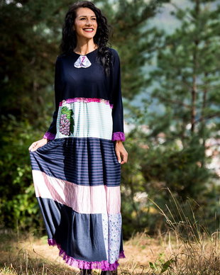 rochie maxi boho chic , de toamna , cu strugure