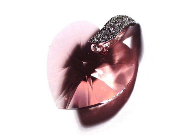 Pandantiv rose peach din Cristale Swarovski inima si argint 925 - PA155.1 - Colier casual delicat, colier elegant, colier romantic inima