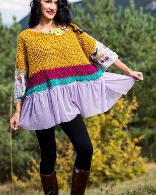 bluzon chic, trendy ,tricotat, accesorizat