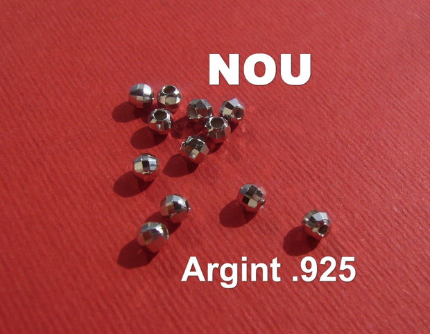 Margica medie fatetata din argint rodiat sfera aprox 4 mm
