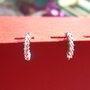 Tortite cercei din argint rodiat cu tija si cristale aprox 11x15 mm