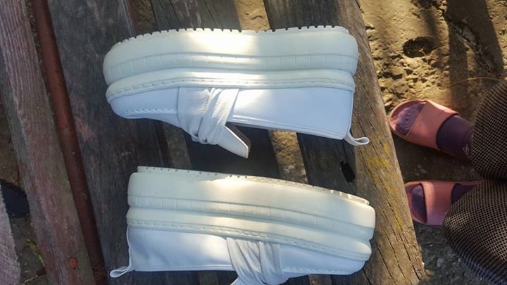 Pantofi casual albi, cu platforma, 36