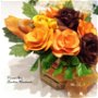 Rezervat!!PREMIUL CONCURS !!!!!Aranjament floral in nuante de toamna/Decoratiuni/Cadou