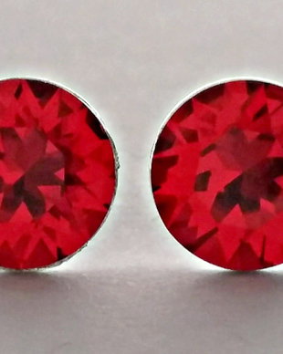 Cercei argint 925 cu piatra Swarovski Chaton 8mm Scarlet