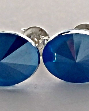 Cercei argint cu piatra Swarovski Rivoli Oval 8x6mm Royal Blue
