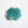 Pandant gravat manual floare verde - turcoaz din jad aprox 6x31 mm