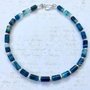 Colier agate albastru marin