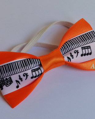 Mini papion cu note  muzicale orange