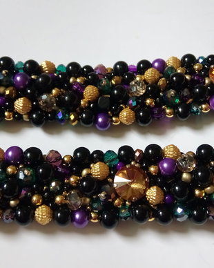 Centura negru/auriu/verde/violet