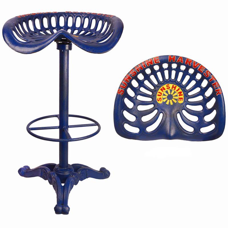 SCAUN TRACTOR DIN FIER MASIV ALBASTRU