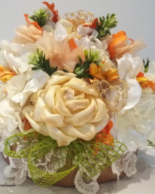 Aranjament floral cu flori handmade/Decoratiuni/Cadou