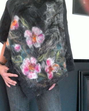 Poncho de lana merino si matase naturala impaslit