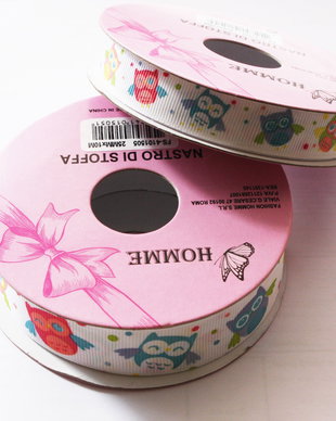 Panglica ripsata grosgrain, 25 mm latime, bufnite colorate