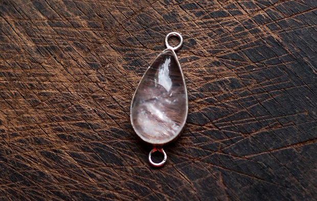 Conector quartz roz in rama argintata