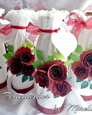 Sampanie mica decorata-marturie nunta sau botez