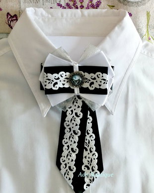 Jabou elegant alb-negru-unicat