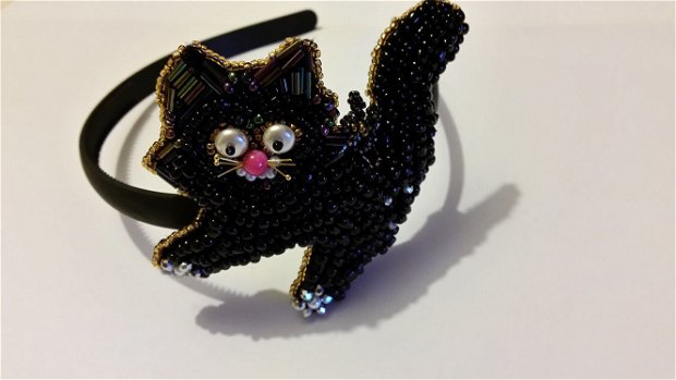 Diadema cu pisic negru