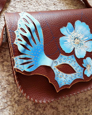 Geanta "Crossbody" handmade unicat- Blue Butterfly Mask