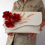 poseta plic handmade unicat din piele - Red Poppies 2.0
