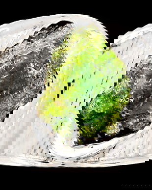 Ag453 - Inel, argint 925, radacina de smarald brut, 7,5