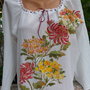 Bluza gen ie cu maneca lunga pictata cu crizanteme grena