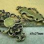 9851 - (2b) Accesoriu link / conector bronz 43x27mm, cabochon 11mm