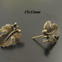 9852 - (2 per) Baza cercei cu tija, frunza, bronz, 15x2mm