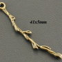 9864 - (10b) Accesoriu link / conector bronz, crenguta, 41x5mm