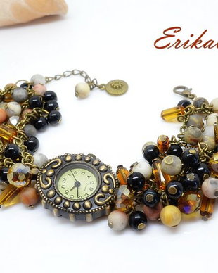 Set-Bratara ceas bronz si cercei /toamna -iarna
