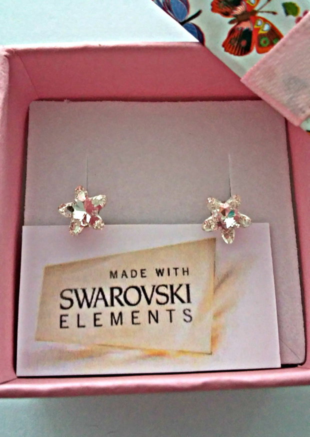 Cercei argint 925 cu piatra Swarovski Fancy Mistic Star 8mm Crystal