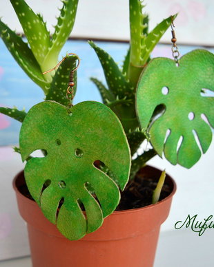 Cercei mari - frunze philodendron