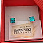 Cercei argint 925 cu piatra Swarovski Fancy Square 6mm Light Turquoise