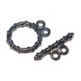 Inchizatoare toggle, negru cu albastru, 15.5x12 mm