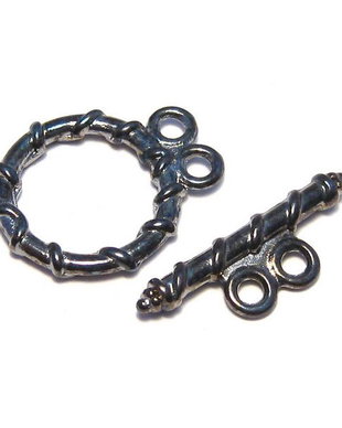 Inchizatoare toggle, negru cu albastru, 15.5x12 mm