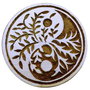 9869 - Stampila lemn trandafir, model yin-yang, frunze, 75x83mm