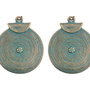 9855 - (2bc)Pandantiv / charms, aliaj metalic aspect bronz cu patina oxidare verdigris, spirala, 28x23mm