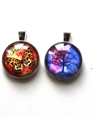 Pandativ argint tibetan si cabochon sticla