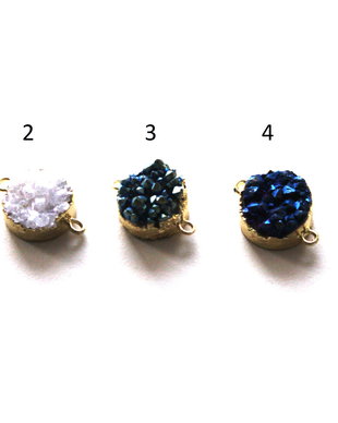 Agata druzy cu margini electroplacate aur. Conector. Link